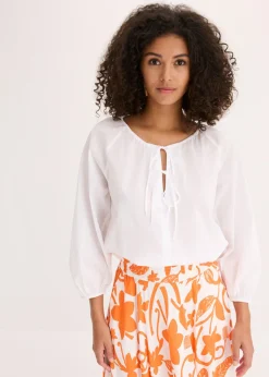 bonprix bonprix Blusa de algodón orgánico puro Blanco Hot