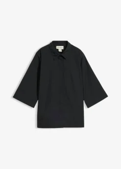 bonprix bonprix Blusa de algodón orgánico puro Negro Sale