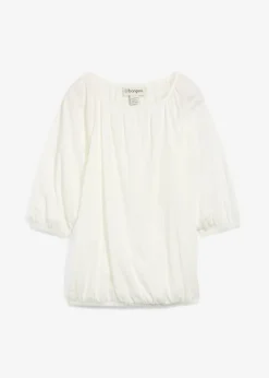 bonprix bonprix Blusa de algodón orgánico puro Blanco lana Discount
