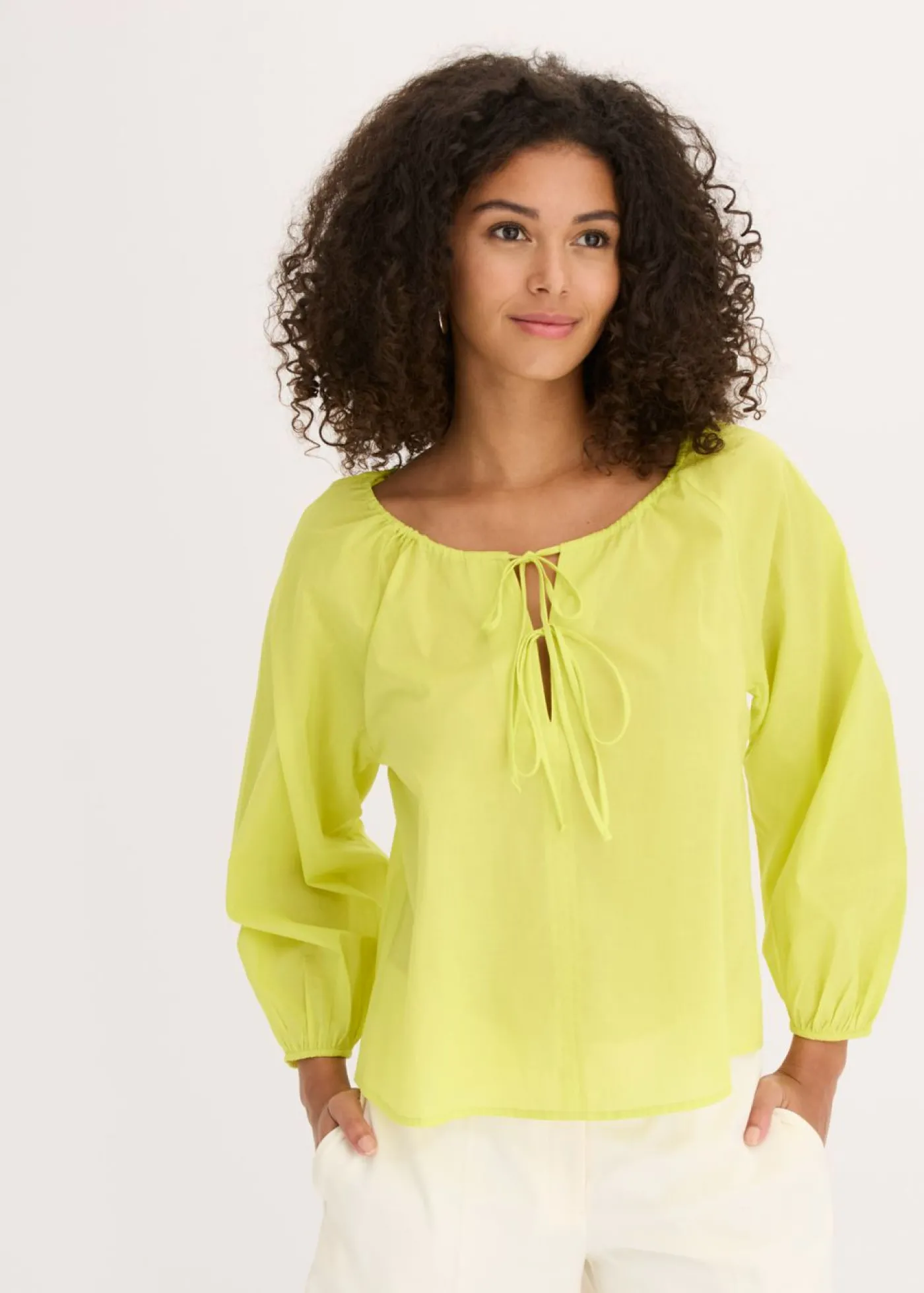 bonprix bonprix Blusa de algodón orgánico puro Amarillo cítrico Hot