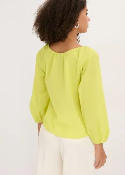 bonprix bonprix Blusa de algodón orgánico puro Amarillo cítrico Hot