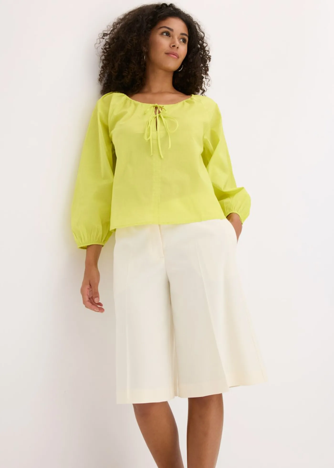 bonprix bonprix Blusa de algodón orgánico puro Amarillo cítrico Hot