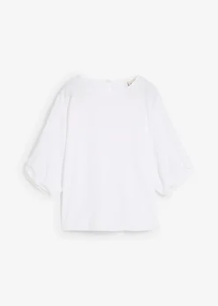 bonprix bonprix Blusa de algodón puro Blanco Sale