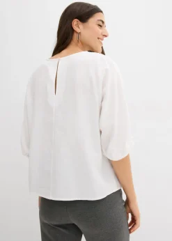 bonprix bonprix Blusa de algodón puro Blanco Sale