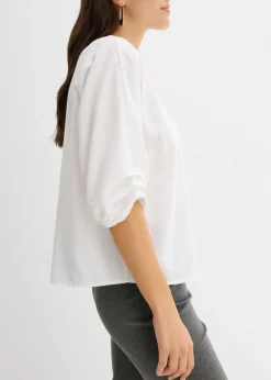 bonprix bonprix Blusa de algodón puro Blanco Sale