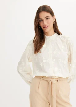 bonprix bonprix Blusa de algodón puro Blanco lana Hot