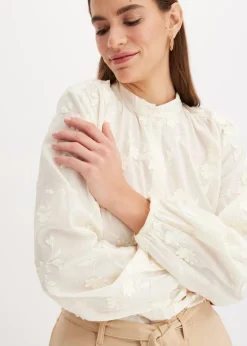 bonprix bonprix Blusa de algodón puro Blanco lana Hot