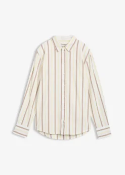 bonprix bonprix Blusa de algodón puro blanco lana-blanco perla-amarillo claro-arena claro-marrón castaño rayas verticales Sale