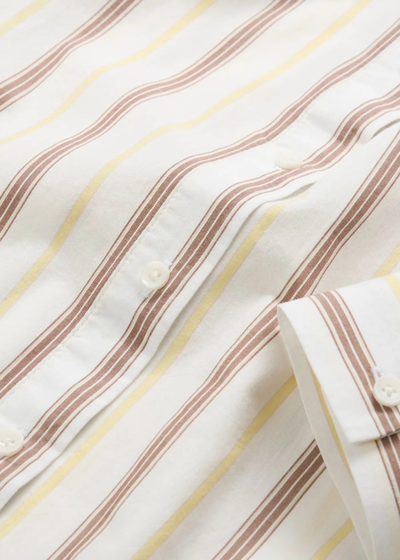 bonprix bonprix Blusa de algodón puro blanco lana-blanco perla-amarillo claro-arena claro-marrón castaño rayas verticales Sale