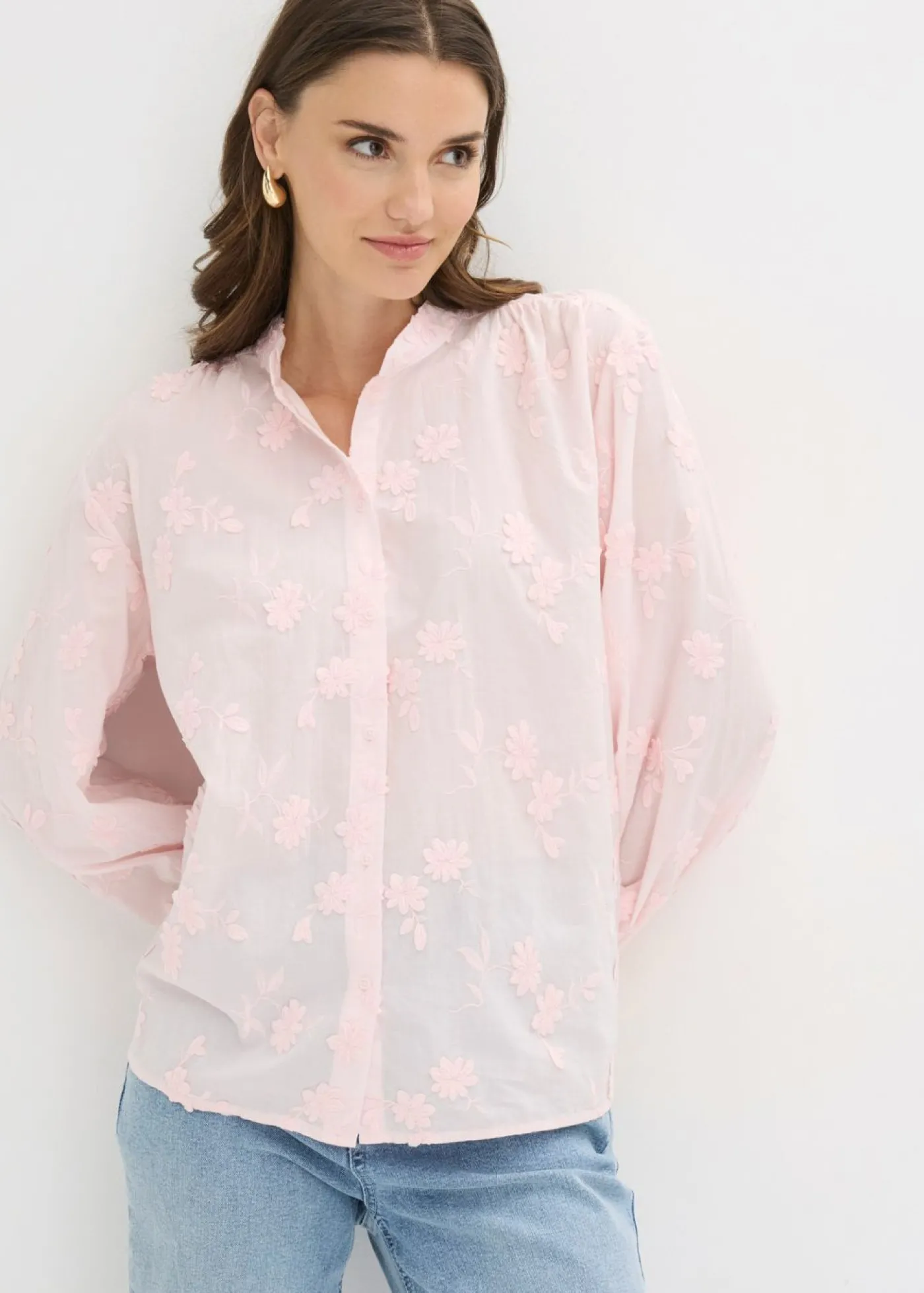bonprix bonprix Blusa de algodón puro Rosa claro Outlet