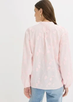 bonprix bonprix Blusa de algodón puro Rosa claro Outlet