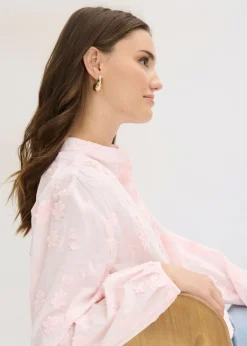 bonprix bonprix Blusa de algodón puro Rosa claro Outlet