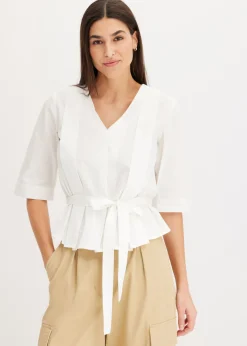 bonprix bonprix Blusa de algodón puro Blanco New