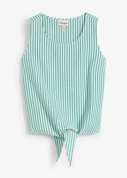 bonprix bonprix Blusa de algodón puro verde gema-blanco con rayas Online