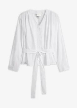 bonprix bonprix Blusa de algodón puro Blanco Hot