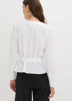 bonprix bonprix Blusa de algodón puro Blanco Hot