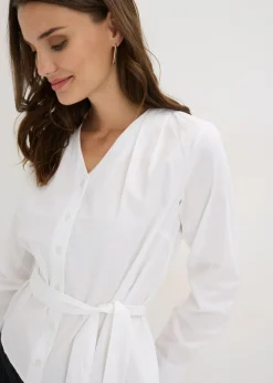 bonprix bonprix Blusa de algodón puro Blanco Hot