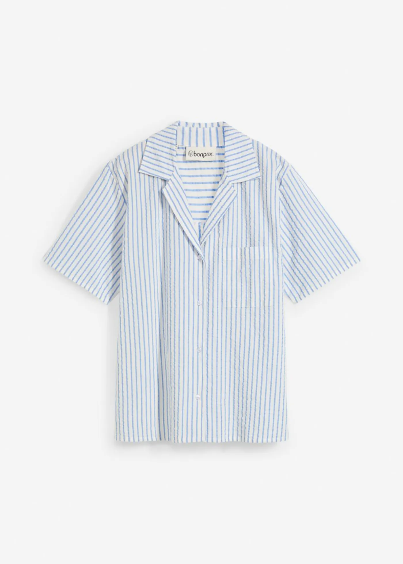 bonprix bonprix Blusa de algodón puro azul provenzal-blanco lana con rayas Outlet