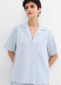 bonprix bonprix Blusa de algodón puro azul provenzal-blanco lana con rayas Outlet