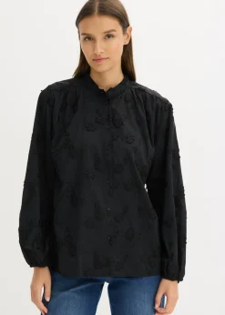 bonprix bonprix Blusa de algodón puro Negro Discount