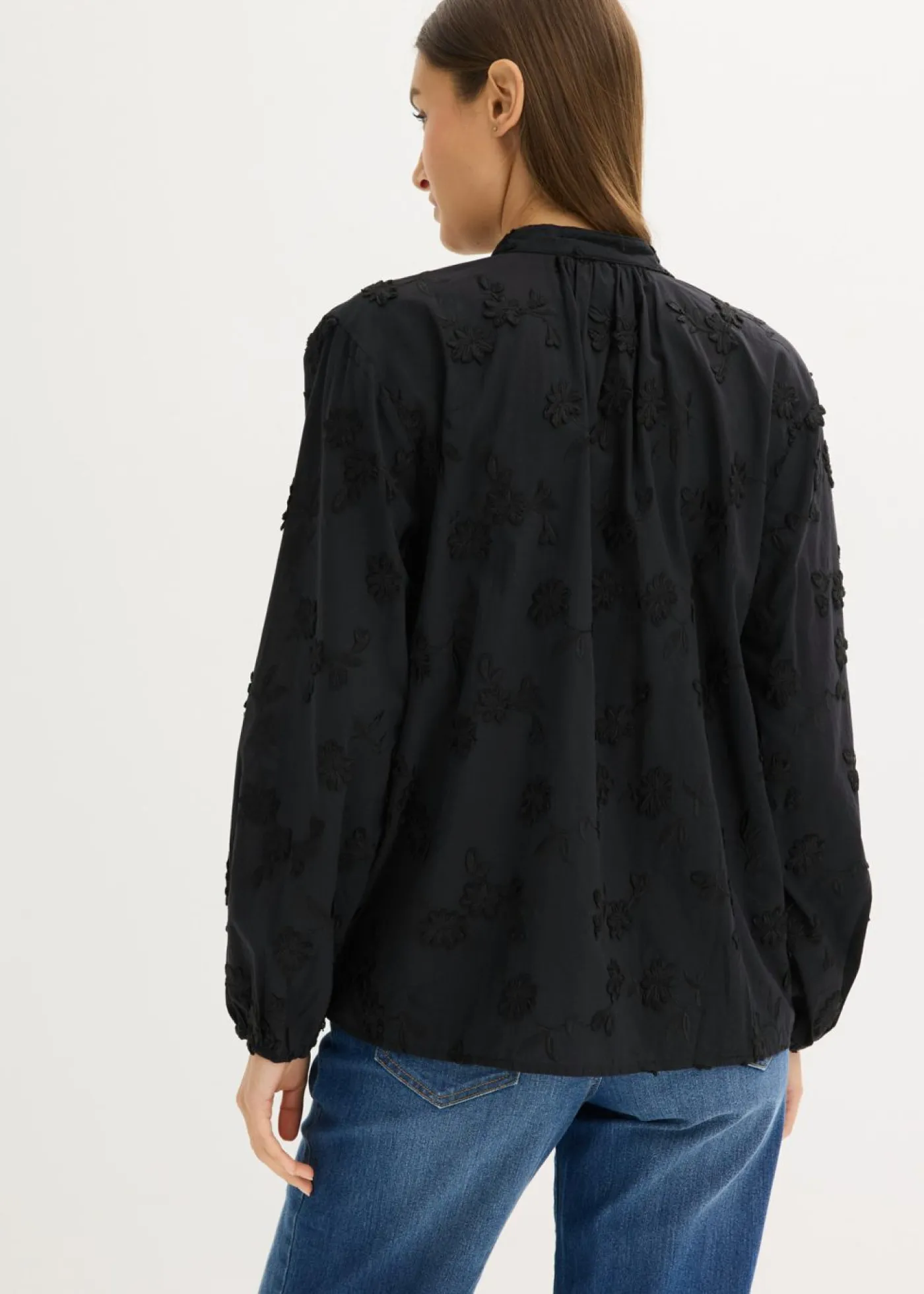 bonprix bonprix Blusa de algodón puro Negro Discount