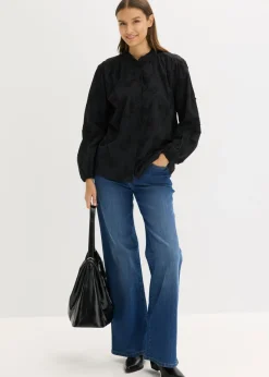 bonprix bonprix Blusa de algodón puro Negro Discount