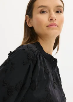 bonprix bonprix Blusa de algodón puro Negro Discount