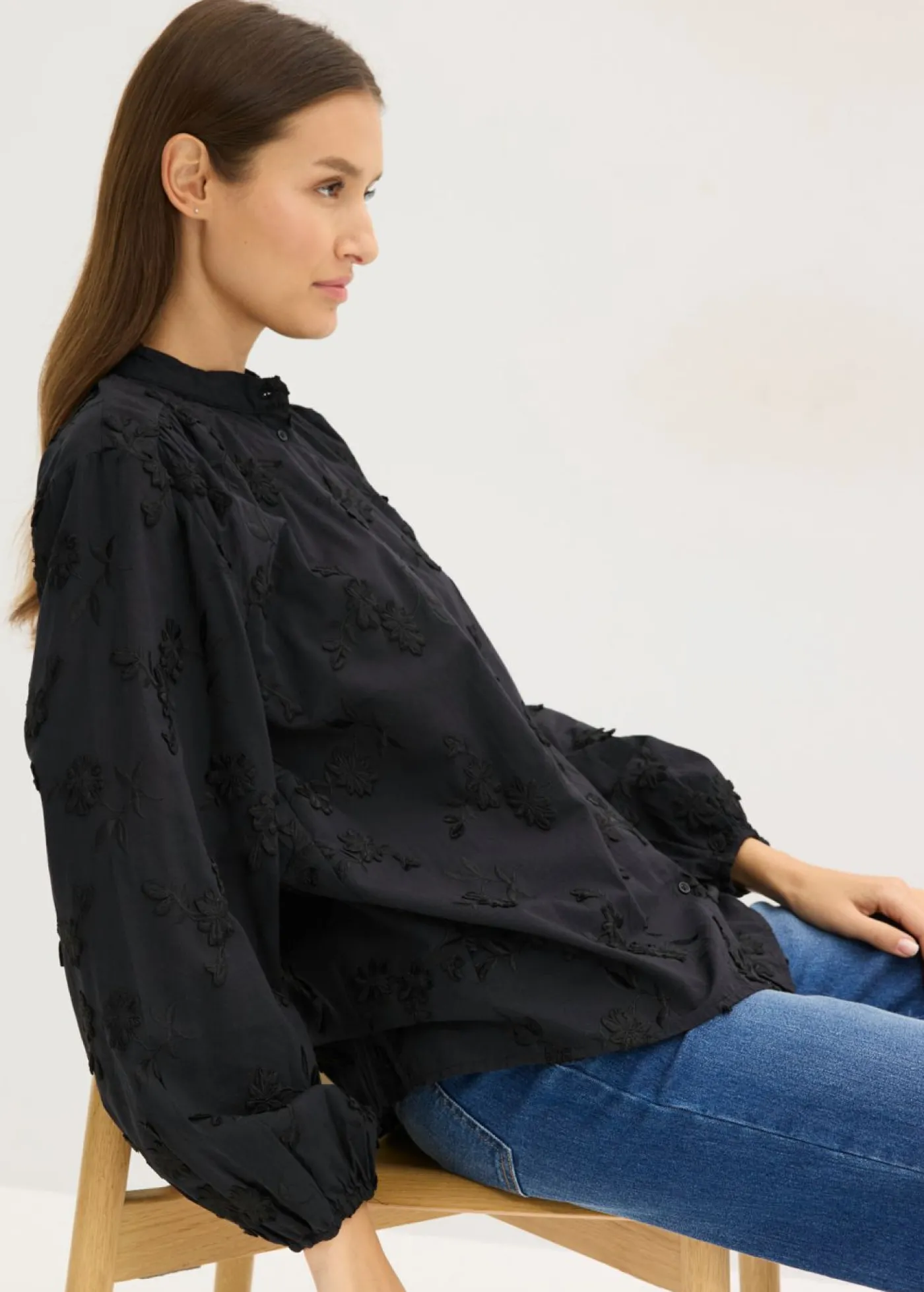 bonprix bonprix Blusa de algodón puro Negro Discount