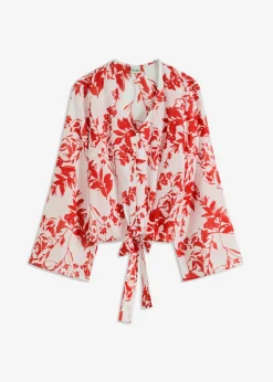 bonprix bonprix Blusa de algodón puro Blanco-rojo-naranja Best