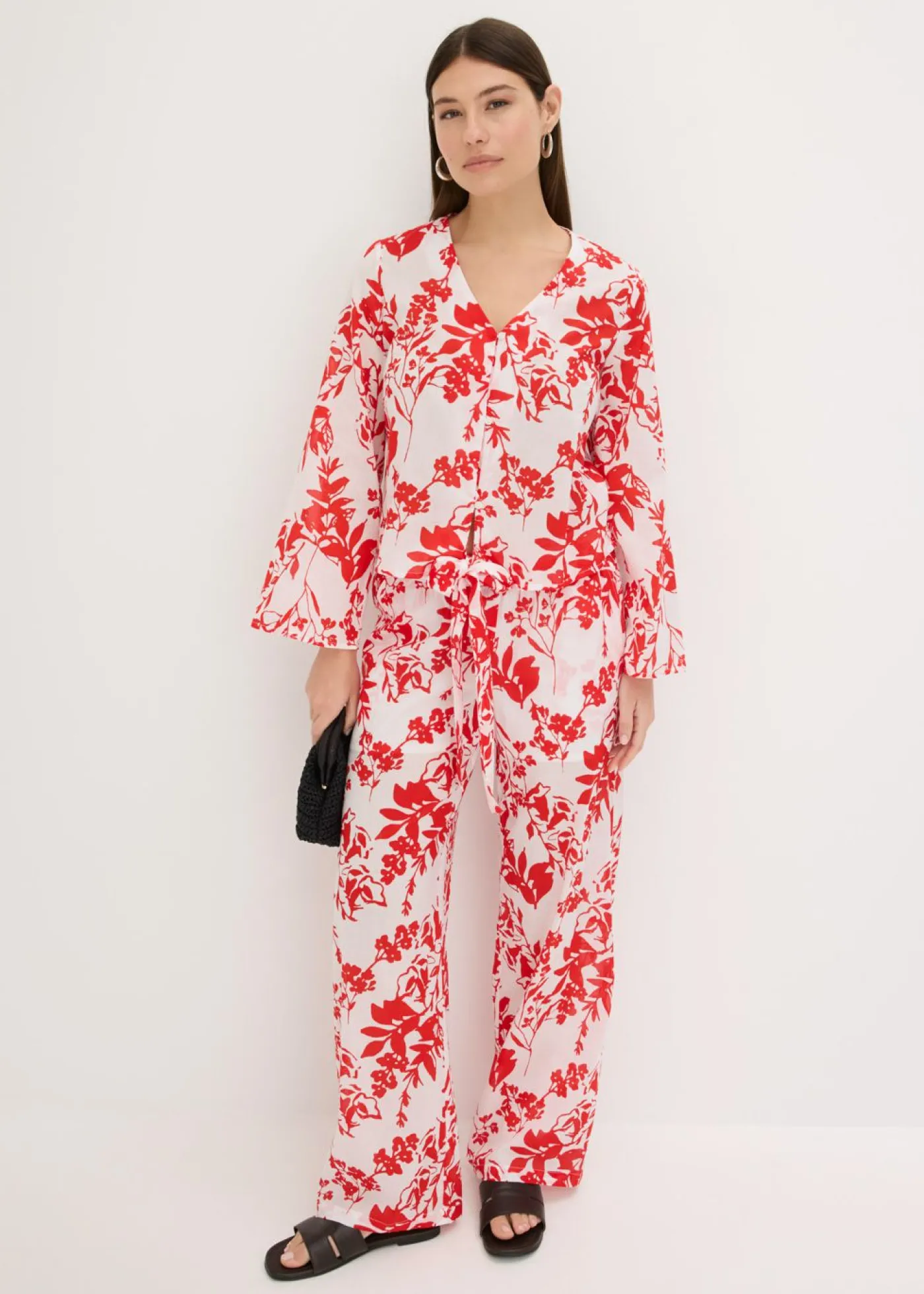 bonprix bonprix Blusa de algodón puro Blanco-rojo-naranja Best
