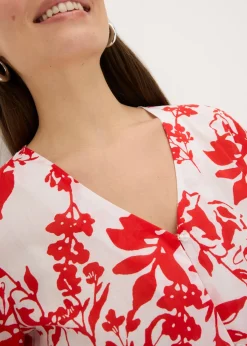 bonprix bonprix Blusa de algodón puro Blanco-rojo-naranja Best