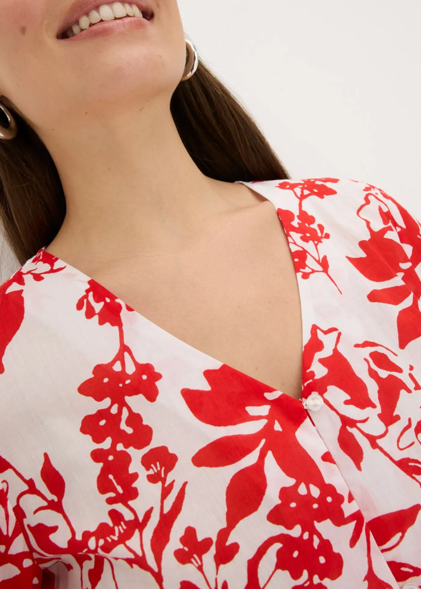 bonprix bonprix Blusa de algodón puro Blanco-rojo-naranja Best