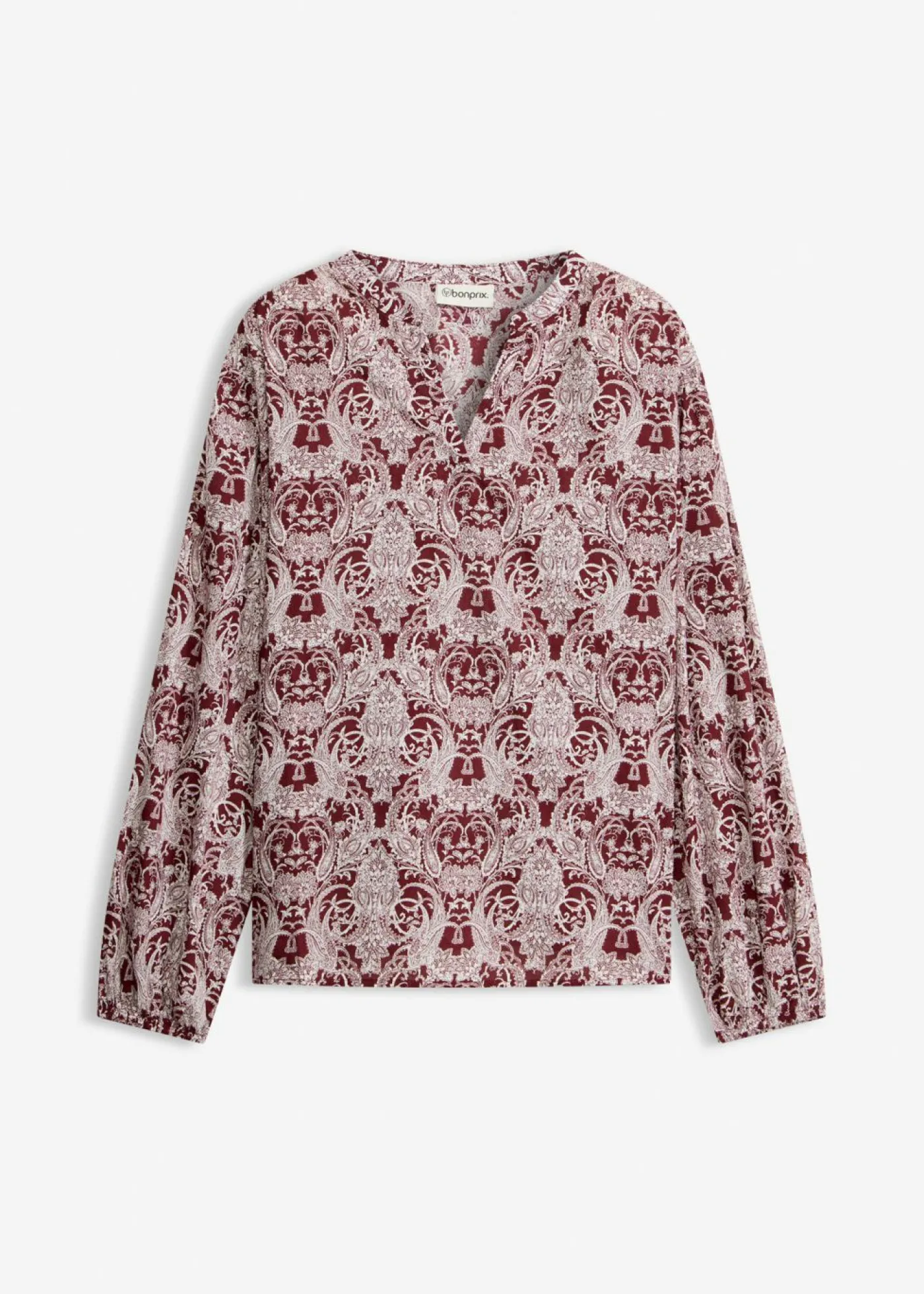 bonprix bonprix Blusa de algodón puro rojo rubí-blanco lana Best