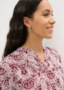 bonprix bonprix Blusa de algodón puro rojo rubí-blanco lana Best
