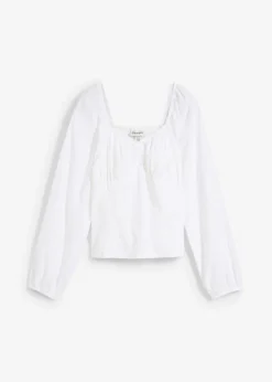 bonprix bonprix Blusa de algodón puro con bordado calado Blanco Clearance