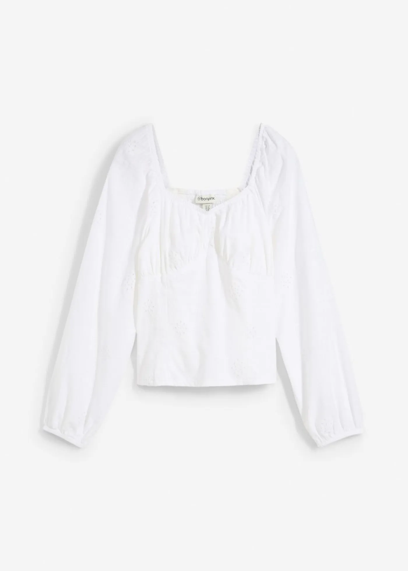 bonprix bonprix Blusa de algodón puro con bordado calado Blanco Clearance