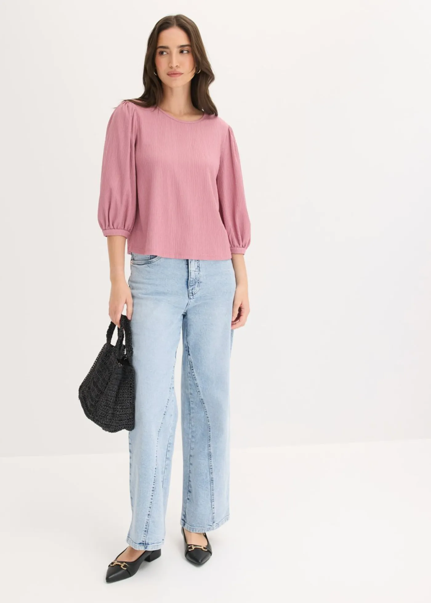 bonprix bonprix Blusa de crepé estructurado Malva Hot