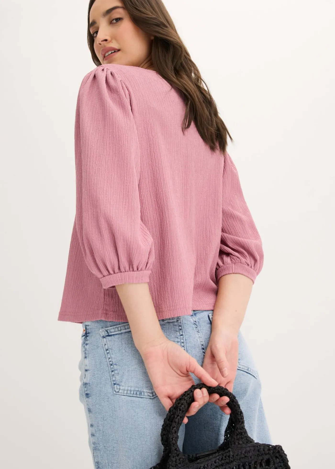 bonprix bonprix Blusa de crepé estructurado Malva Hot