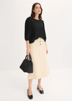 bonprix bonprix Blusa de crepé estructurado Negro Hot