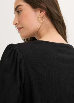 bonprix bonprix Blusa de crepé estructurado Negro Hot