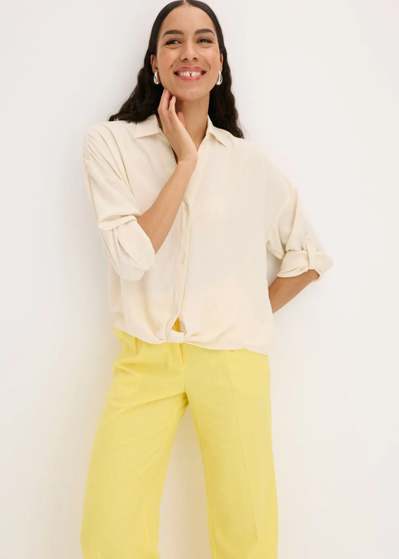bonprix bonprix Blusa de crepé ligero Beige natural Hot