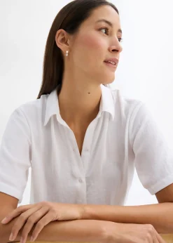bonprix bonprix Blusa de crepé ligero con corte boxy Blanco Sale