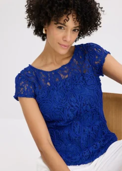 bonprix bonprix Blusa de encaje Azul marino Discount