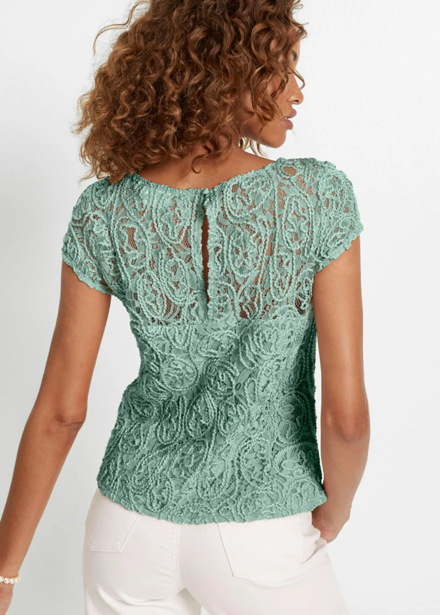 bonprix bonprix Blusa de encaje Verde pastel