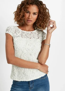 bonprix bonprix Blusa de encaje Blanco lana Best