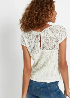 bonprix bonprix Blusa de encaje Blanco lana Best