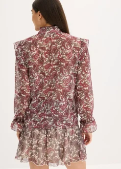 bonprix bonprix Blusa de gasa gris guijarro-rojo azalea-verde oliva oscuro Hot