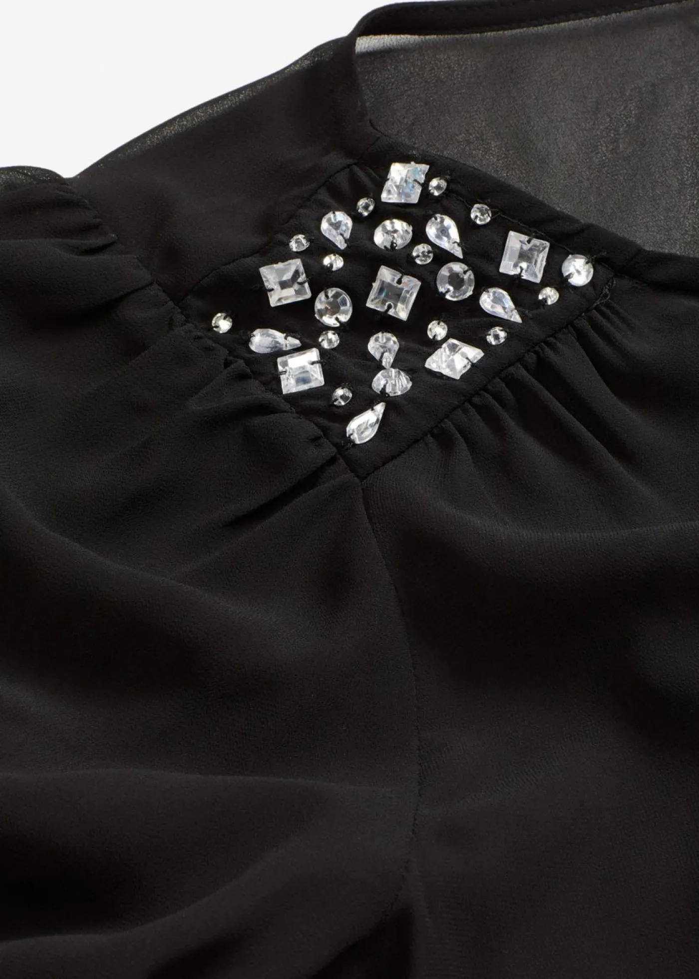 bonprix bonprix Blusa de gasa con adornos de piedras brillantes Negro Clearance