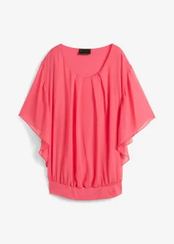bonprix bonprix Blusa de gasa con camiseta interior Rosa oscuro Outlet