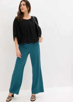 bonprix bonprix Blusa de gasa con camiseta interior Negro Discount
